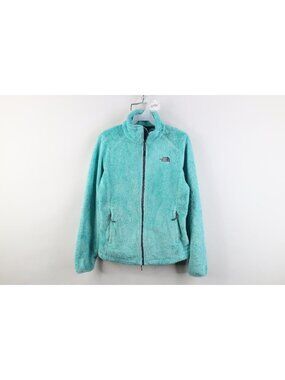 The North Face Womens Small Spell Out Shag Monkey Fleece Full Zip Jacket Blue